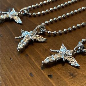 New silver plated ball chain angel pendant 26”. Unisex